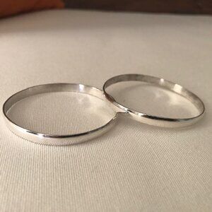 Two Vintage mexican Alpaca Silver bangle bracelets for girls